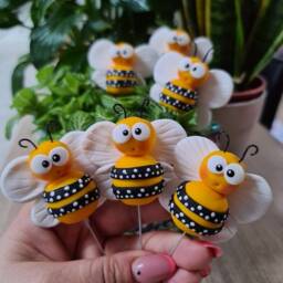 Plant Pet. Bumblebee , Bee, Handmade Pot Decoration, Party Favors, Gift Filler. Fairy Garden - thumbnail 4