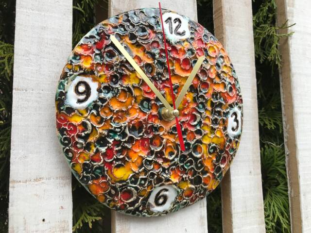 Hand Painted Ceramic Wall Clock, Modern Home Decor - 7.48In - image 1