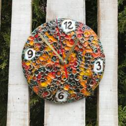 Hand Painted Ceramic Wall Clock, Modern Home Decor - 7.48In - thumbnail 3