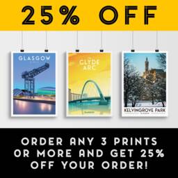 The Clyde Arc Print - Glasgow Travel Poster Scottish Wall Art Finnieston Bridge Scotland - thumbnail 2