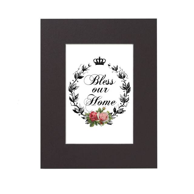 Bless Our Home French Wreath Print Floral Crown Wall Decor - 11x14 Photo Mat - image 1