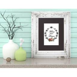 Bless Our Home French Wreath Print Floral Crown Wall Decor - 11x14 Photo Mat - thumbnail 2