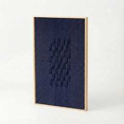 Framed Navy Wool Tapestry - Handwoven Minimalist Textile Art - thumbnail 2