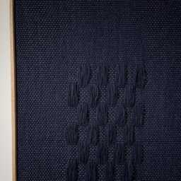 Framed Navy Wool Tapestry - Handwoven Minimalist Textile Art - thumbnail 4