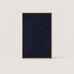 Framed Navy Wool Tapestry - Handwoven Minimalist Textile Art