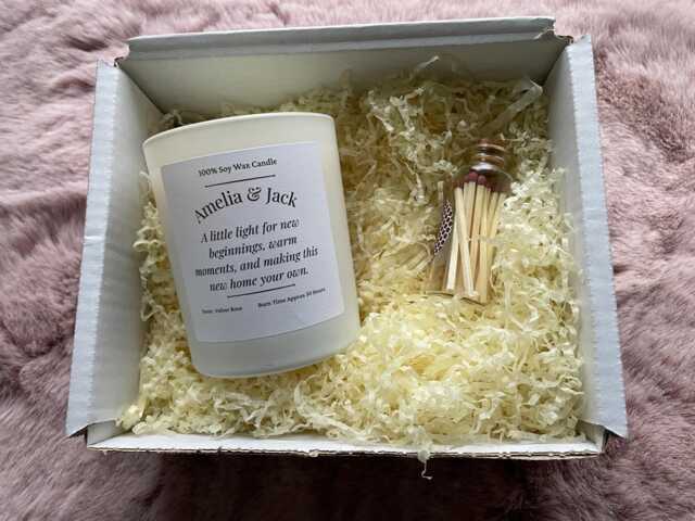 Personalised New Home Housewarming Candle Gift, Vegan Soy Wax, Memories, Highly Scented & Long Lasting - image 1