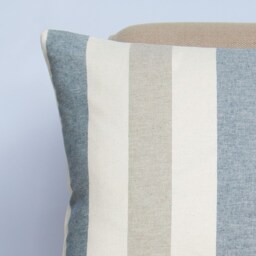 Harbour Stripe Xl Rectangular Cushion. Denim Blue, Soft Grey & Seafoam White Nautical Design. 23X15 - thumbnail 2