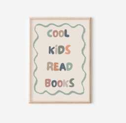 Cool Kids Read Books Neutral Wall Print For Childrens Bedroom, Nursery Or Playroom - thumbnail 1