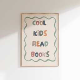 Cool Kids Read Books Neutral Wall Print For Childrens Bedroom, Nursery Or Playroom - thumbnail 2