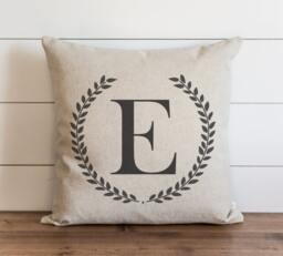 Laurel Wreath Monogram 20 X Pillow Cover // Typography Housewarming Gift Wedding Throw Cushion Accent - thumbnail 1