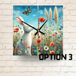 Rabbit Meadow Glass Wall Clock Nature-Inspired Home Decor, 4 Designs - thumbnail 3