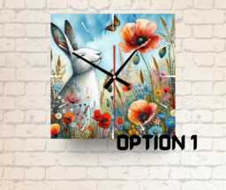 Rabbit Meadow Glass Wall Clock Nature-Inspired Home Decor, 4 Designs - thumbnail 1