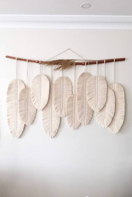 Large Macrame Feather Wall Hanging Boho Home Decor - image 1