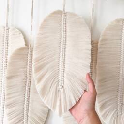 Large Macrame Feather Wall Hanging Boho Home Decor - thumbnail 4