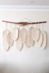 Large Macrame Feather Wall Hanging Boho Home Decor - thumbnail 1