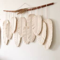 Large Macrame Feather Wall Hanging Boho Home Decor - thumbnail 3