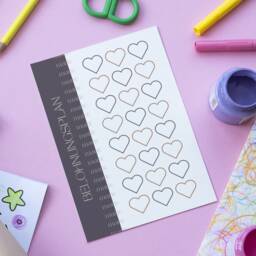 Printable Reward Chart For Children - Minimalist - PDF Personalized System With Hearts To Color In