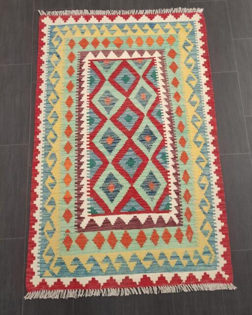 Classic Kilim Rug, Handmade Artisan Afghan Turkish Persian Qashqai Navajo Bohemian Natural Wool Flatweave Multicolour Rug 158x104 cm - image 1