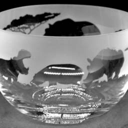 Hippo Bowl - Small Clear Crystal Glass Engraved Nut Or Nibble Dish, 9.5cm Diameter - thumbnail 2