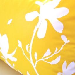 Yellow Magnolia & Butterfly Pillow Silkscreened Cotton Throw Pillow - thumbnail 4
