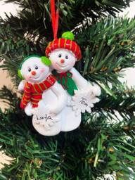 Personalized Snowman Couple Christmas Ornament Keepsake Holiday Decor - thumbnail 1