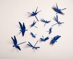 Dragonfly Wall Art Paper Dragonflies For Woodland Nursery, Party Decor in Cobalt Blue Metallic