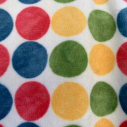 Handmade Modern Baby Minky Blanket Navy Blue, Yellow, Red, Green & Blue Polka Dot Retro - thumbnail 2