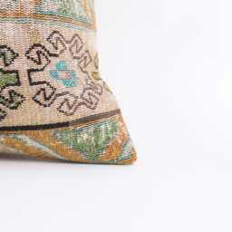 Vintage Turkish Kilim Pillow Cover Handwoven Wool Cushion, 16x16 - thumbnail 3