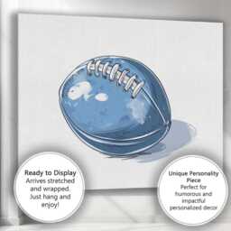 Blue American Football Sports Ball Illustration Canvas Wall Art Print Decor Picture Ready To Hang - thumbnail 3
