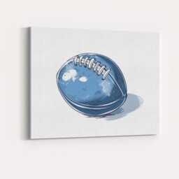 Blue American Football Sports Ball Illustration Canvas Wall Art Print Decor Picture Ready To Hang - thumbnail 4