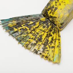 Hand-Carved Yellow Fish Wall Art - Reclaimed Wood Sculpture, Coastal Statement Piece - thumbnail 3