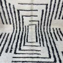 Moroccan Rug 6.5x10 Ft - Wool Handmade Striped Beni Ourain Bohemian Decor Handmade Berber Rug- Rugs For Living Room - thumbnail 3