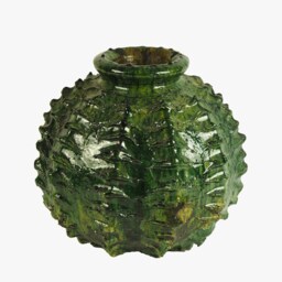 Mid-Season Sale Moroccan Green Glazed Tamegroute Ceramics, Abstract Sea Urchin Vase Sculpture, Handmade Ceramic Pottery, Craftsmanship - thumbnail 2