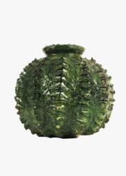Mid-Season Sale Moroccan Green Glazed Tamegroute Ceramics, Abstract Sea Urchin Vase Sculpture, Handmade Ceramic Pottery, Craftsmanship - thumbnail 1