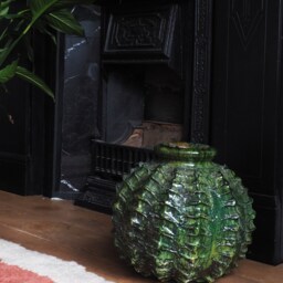 Mid-Season Sale Moroccan Green Glazed Tamegroute Ceramics, Abstract Sea Urchin Vase Sculpture, Handmade Ceramic Pottery, Craftsmanship - thumbnail 3