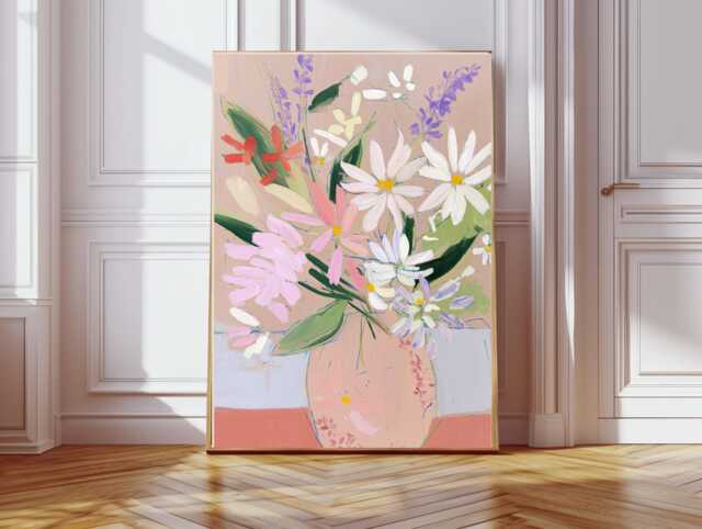 Floral Vase Art Print, Flower Poster, Wall Decor, Art, Still Art - image 1