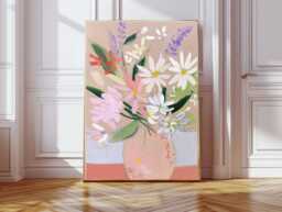 Floral Vase Art Print, Flower Poster, Wall Decor, Art, Still Art - thumbnail 1