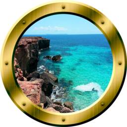 Ocean Side Cliff View Window Porthole Vinyl Decal Wall Art - Vwaq Gp10 - thumbnail 2