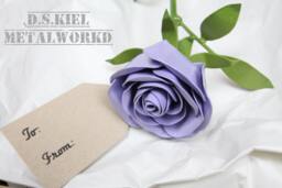 Metal Long Stem Purple Rose, Wedding Anniversary, Anniversary Present, New Love, Love At First Sight, Flower