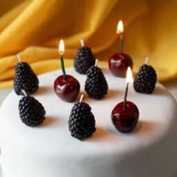 Mixed Berry Candles, Set Of 10 Pcs, Fruit Cake Toppers, Blackberry Raspberry Cherry Set, Birthday Party Decor, Handmade Soy Wax Gift For Her - thumbnail 2