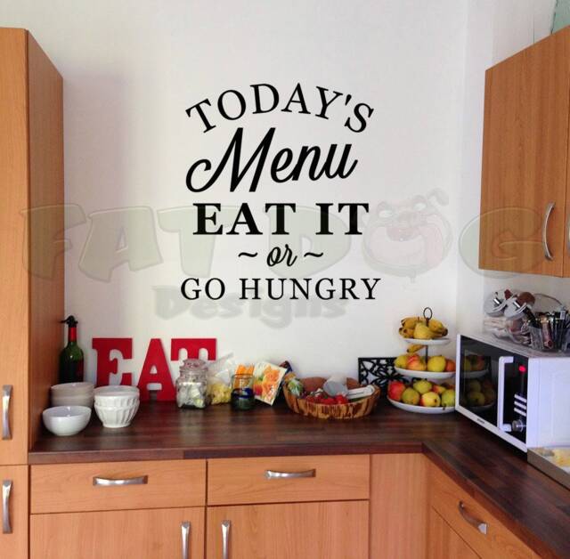 Today's Menu Eat It Or Go Hungry Removable Vinyl Decal, Kitchen Wall Decor, Board, Picky Eater, Insatapot Signs - image 1