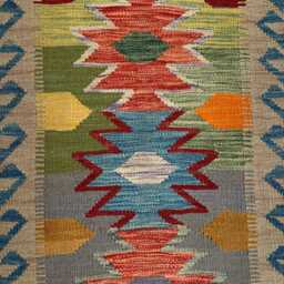 Handmade Afghan Kilim Runner Turkmen Wool Rug, Vegetable Dye - 197x65 cm - thumbnail 4