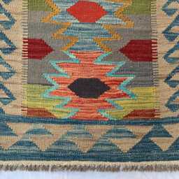 Handmade Afghan Kilim Runner Turkmen Wool Rug, Vegetable Dye - 197x65 cm - thumbnail 2