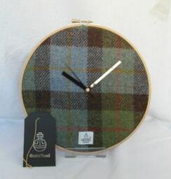 Harris Tweed Round Wall Clock 9In/23cm Authentic Faced - Metal Hands Silent Quartz Movement Ref. Hc101 - thumbnail 1