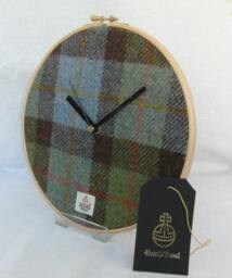 Harris Tweed Round Wall Clock 9In/23cm Authentic Faced - Metal Hands Silent Quartz Movement Ref. Hc101 - thumbnail 2