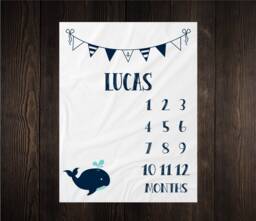 Nautical Boy Milestone Blanket Month Baby Growth Tracker Soft Fleece Shower Newborn Gift Watch Me Grow