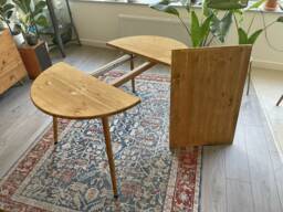 Extending Extendable Round Dining Table, Circular, Wooden Legs, Solid Wood, Handmade, 90cm To 150cm - thumbnail 1