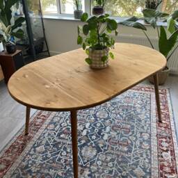 Extending Extendable Round Dining Table, Circular, Wooden Legs, Solid Wood, Handmade, 90cm To 150cm - thumbnail 3