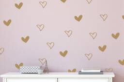 Heart Wall Decals - Hand Drawn Heart Vinyl Decals Nursery - Stickers - Wallpaper - Gold Hearts - thumbnail 1