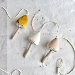 Velvet Mushroom Garland - Woodland Wall Hanging Decor, Colourful Magic Forest Bunting - thumbnail 2
